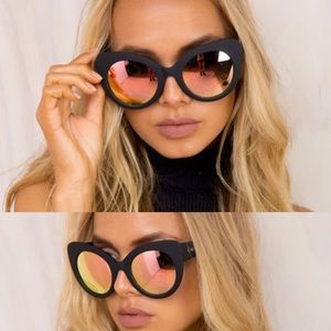 Quay Australia black & rose gold cateye sunglasses